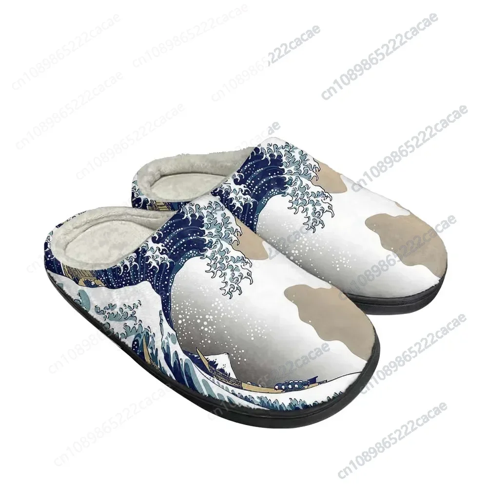 

Hot Cartoon Great Wave Off Kanagawa Custom Slippers Mens Womens Sandals Plush Casual Keep Warm Shoes Thermal Comfortable Slipper