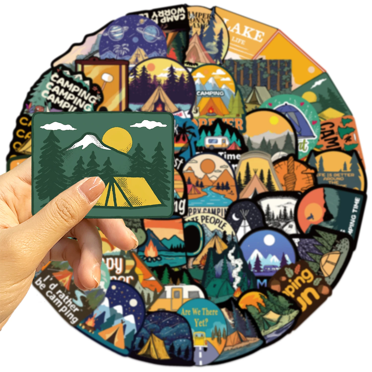 50 adesivi graffiti impermeabili riutilizzabili decorare bottiglia d'acqua per bagagli in PVC adesivi da campeggio all'aperto in PVC per telefono scrapbook