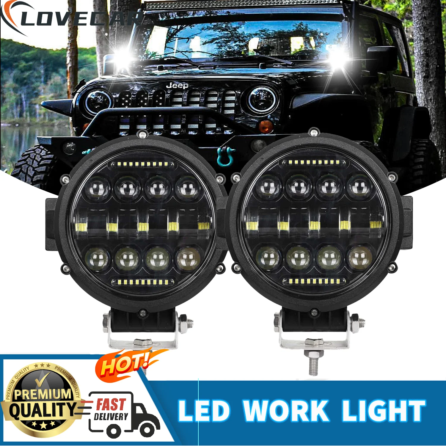

7 Inch Round LED Headlight for Super Bright Daytime White Driving Lamp for Jeep Offroad Boat 4X4 Truck Tractor ATV SUV Fog Lamp