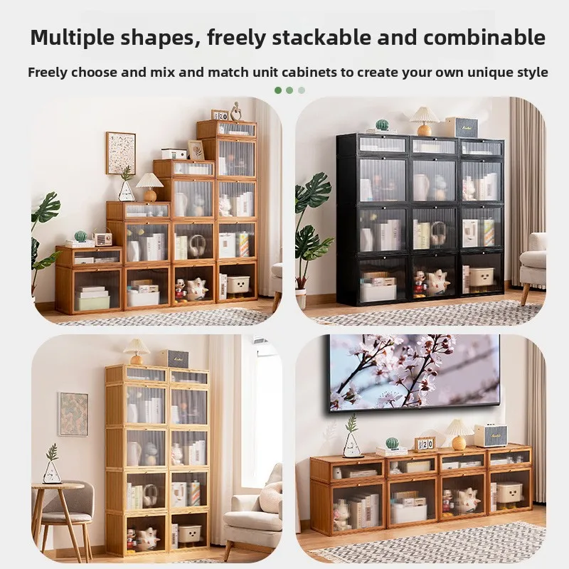Multi-layer Freestanding Storage Shelf Stackable Organizer Box Home Living Room Combined Cabinet Sundries Sorting Display Rack