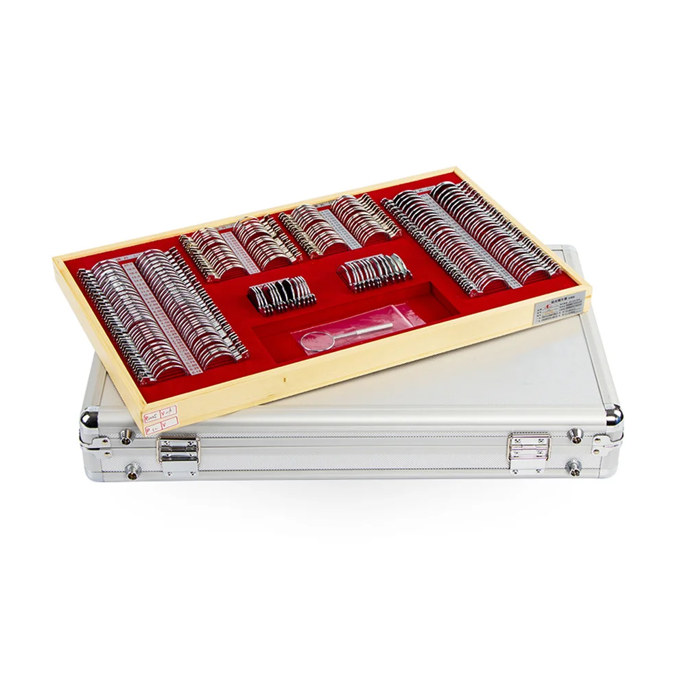 232pcs Complete Trial Lens Set TLS-232M Metal Ring with Trial Frame for Professional Optometry Use with aluminum case