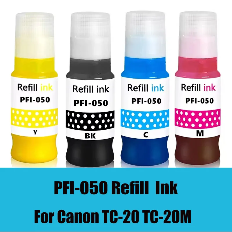 

PFI050 PFI-050 pfi050 Пигментные чернила, совместимые с принтером Canon TC-20 TC-20M, водонепроницаемая красочная бутылка с чернилами для заправки