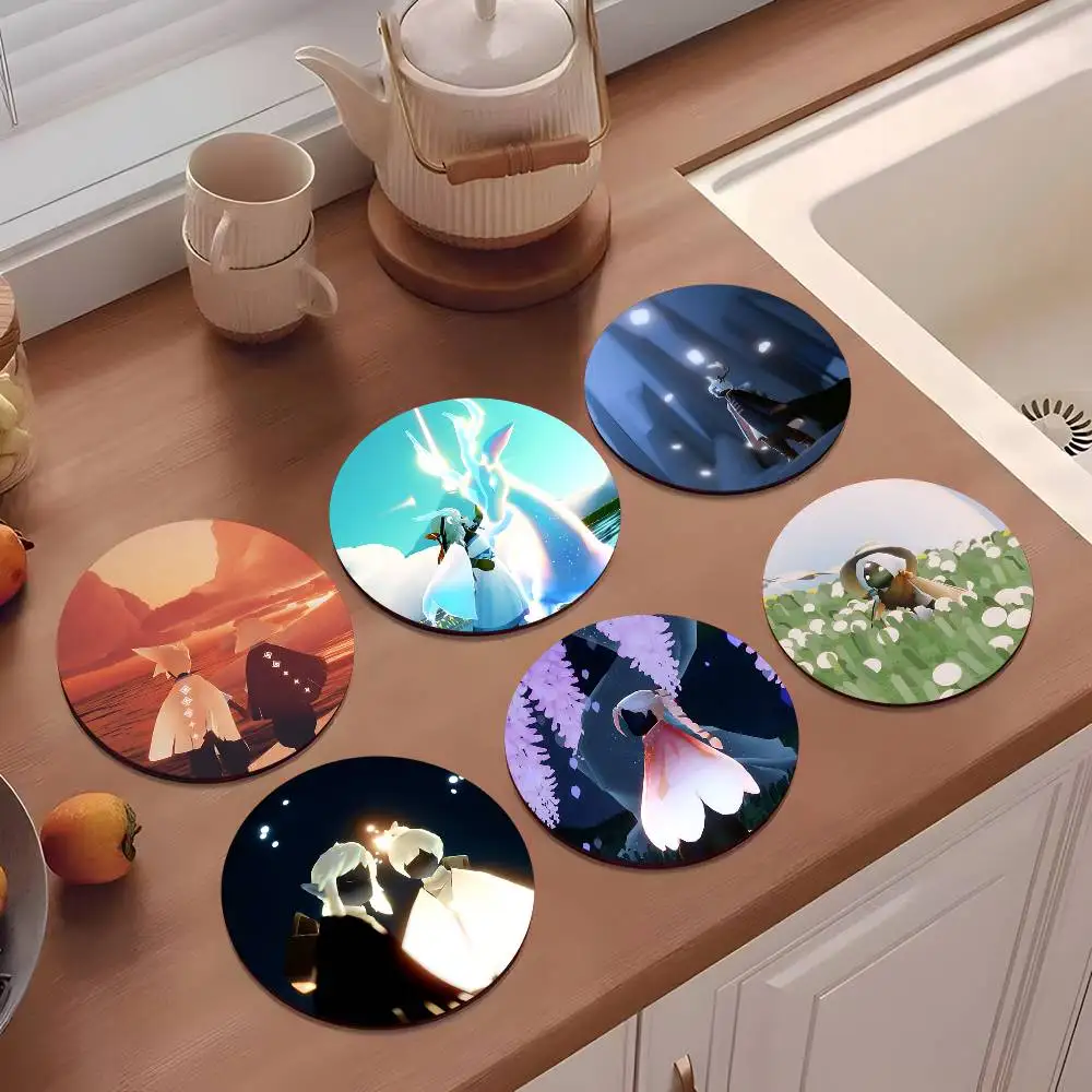 1pc Sweet Game S-Sky Children Of The Light Wooden Coaster Colour Printing Cup Mat Home Desk Decoration Gifts