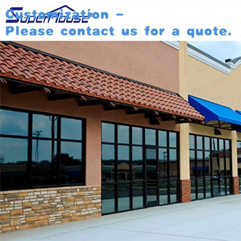 custom.USA Shopfront Storefront Customized Commercial Aluminium Fix Picture Window with Tinted Mirror Glass Shop and Office