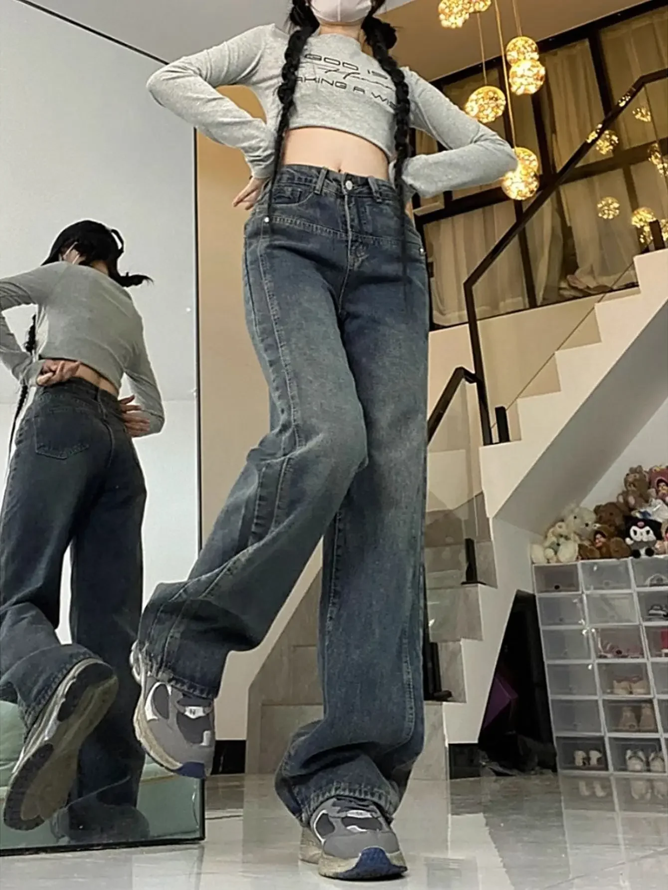 Pantalones vaqueros Y2k para mujer, pantalones de pierna ancha holgados Vintage, moda versátil, Vaqueros rectos, cómodos y adelgazantes