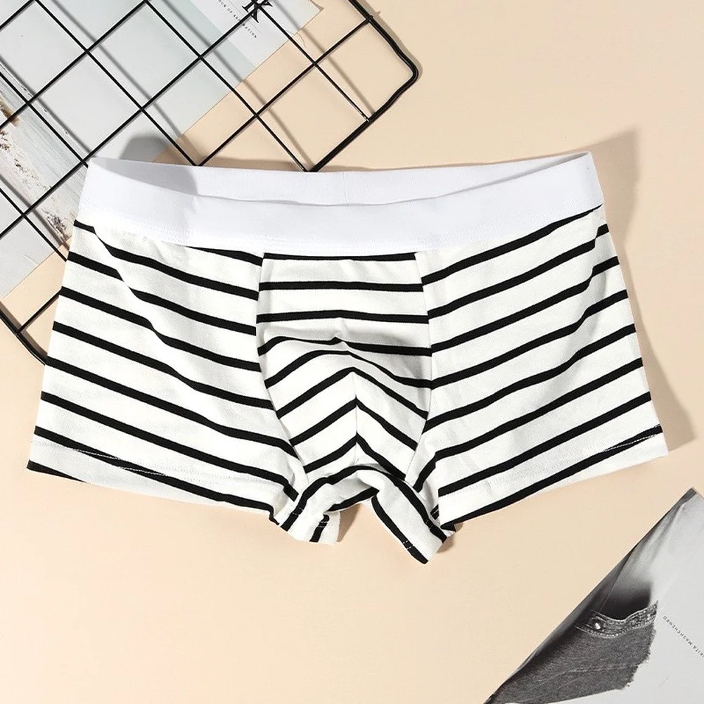 Breathable Sports Boxershorts Striped Fashion Boxer Briefs Trunks Low Waist Pouch Close-fitting Underwear Man Panties