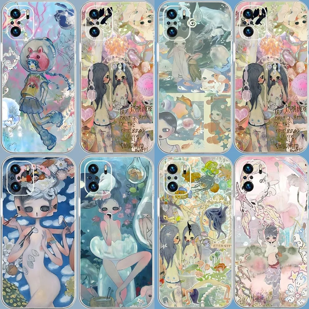 Aya Takano Phone Case For Xiaomi 11 Redmi Note 11 5G 8T 9A 9 10T Note8Pro Note9 12SUltra Transparent Case