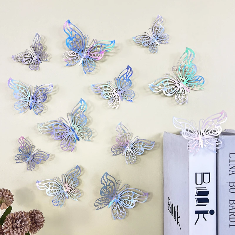 12Pc 3D Hollow Butterfly Wall Stickers Living Room Decor Wedding Kids Room Decoration DIY Wall Sticker Birthday Party Decoration