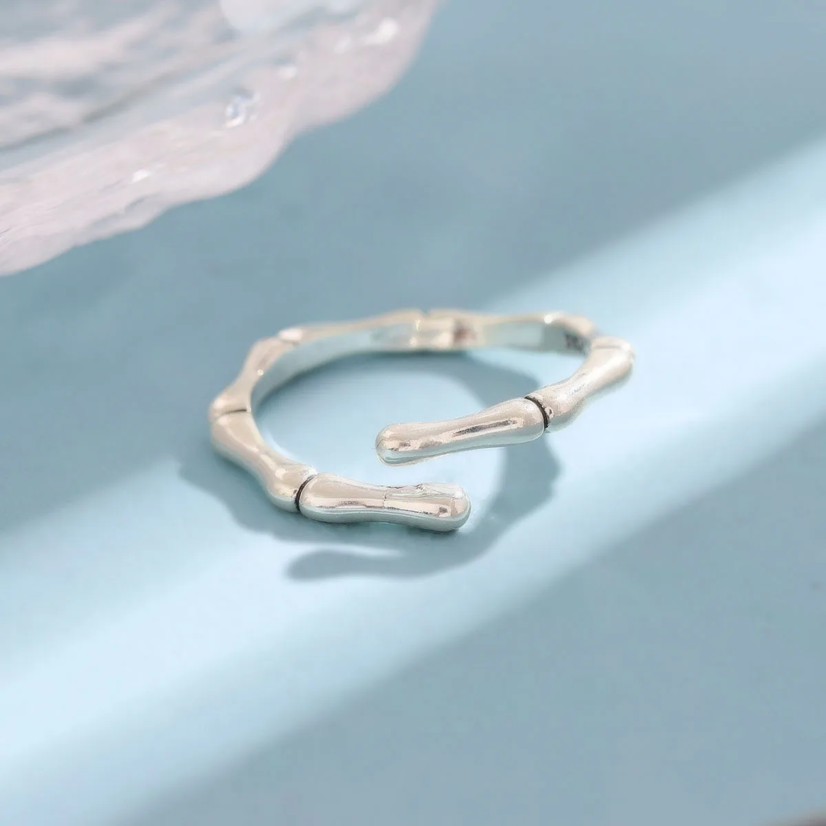 جديد 925 فضة مجوهرات بسيطة الإبداعية الخيزران قابل للتعديل شخصية افتتاح خواتم R349