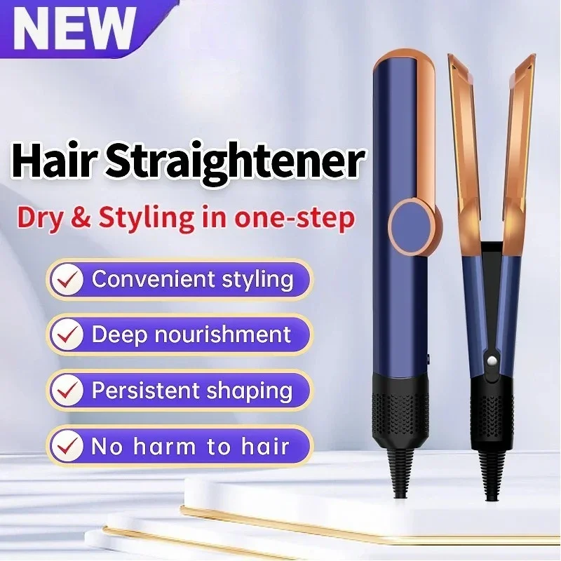 

Hair Dryer and Flat Iron Dual Heat Negative Ion Hair Styler for Quick Drying and Straightening Travel Friendly Home Use