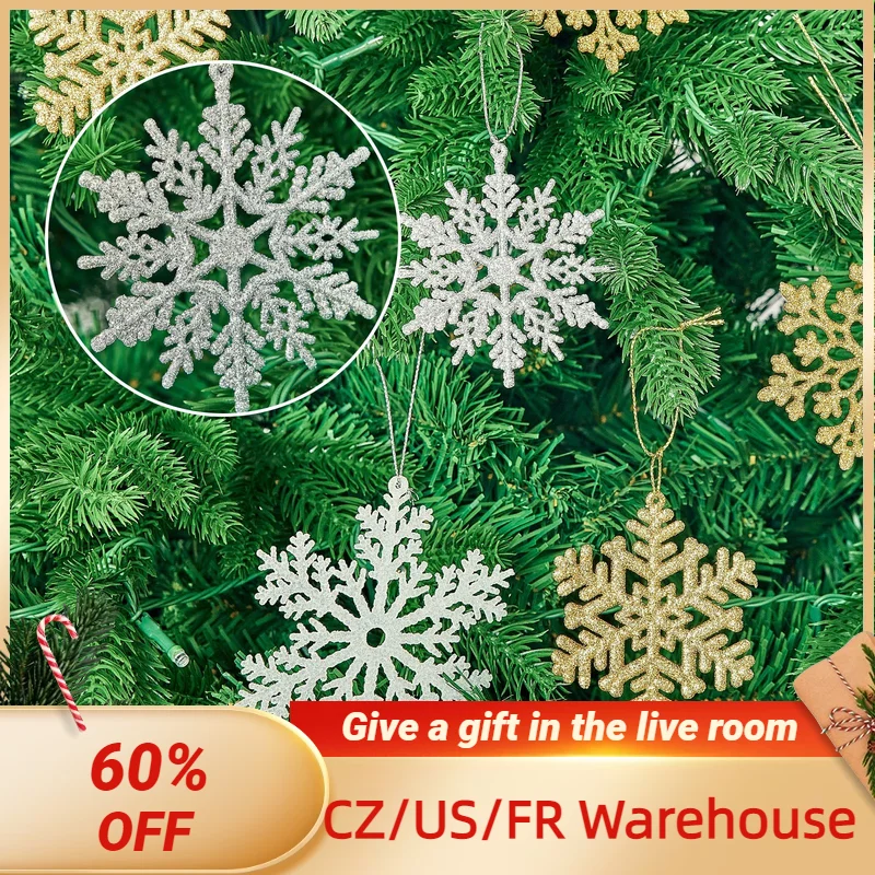 

48pcs Snowflakes-Christmas Tree Decoration Snowflake Ornaments for Tree Plastic Glitter Christmas Indoor Winter Wonderland Decor