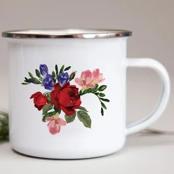 Rich Noble Peony Printing Traditional Enamel Mug Coffee Cup Original Breakfast Cups and Mugs Personalized Gifts Drinkware Cupshe
