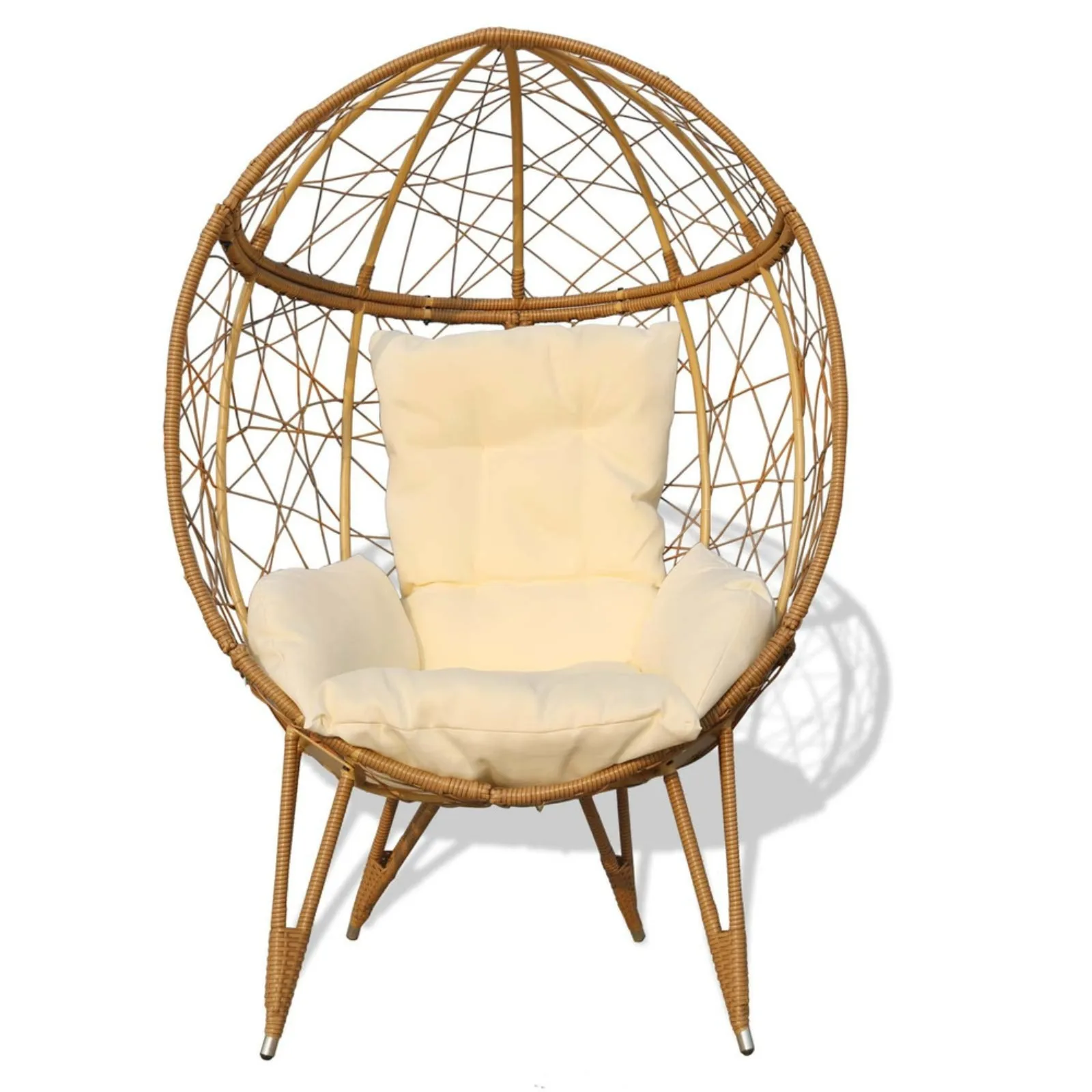 US Outdoor Patio Wicker Oversized Lounger Teardrop Egg Chair with Stand Cushions