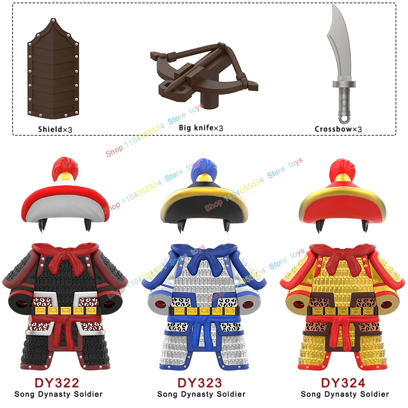 

DY322-324 Southern Song Dynasty Action Figures Building Blocks Shields Accessories Gold Armor Silver Armor Kids for Toys Gifts