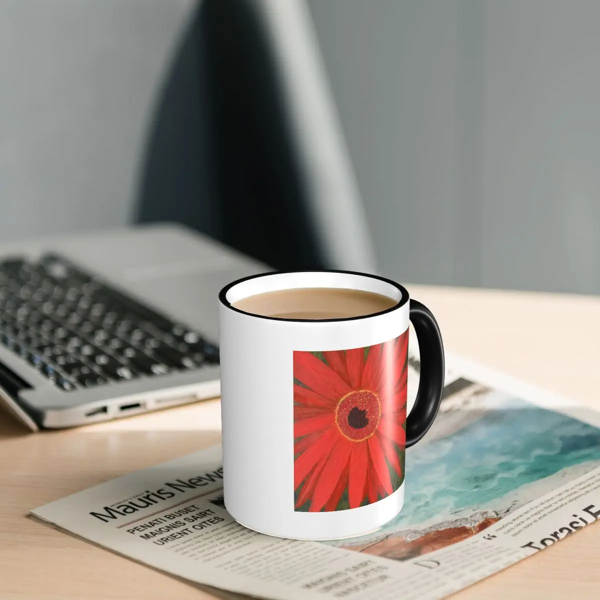 Red Flower In Full Bloom Oil Painting Mug Funny Ceramic Coffee Cups Tea Mugs Milk Cup Drinkware Gift for Woman Man