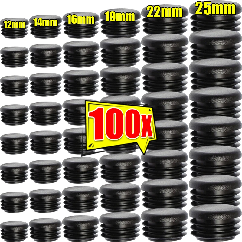 

100/20 шт., пластиковые заглушки с отверстиями, торцевые заглушки, чехлы для мебели, стола, стула, металлические трубки, сплав, лестница, защитное оборудование для скольжения