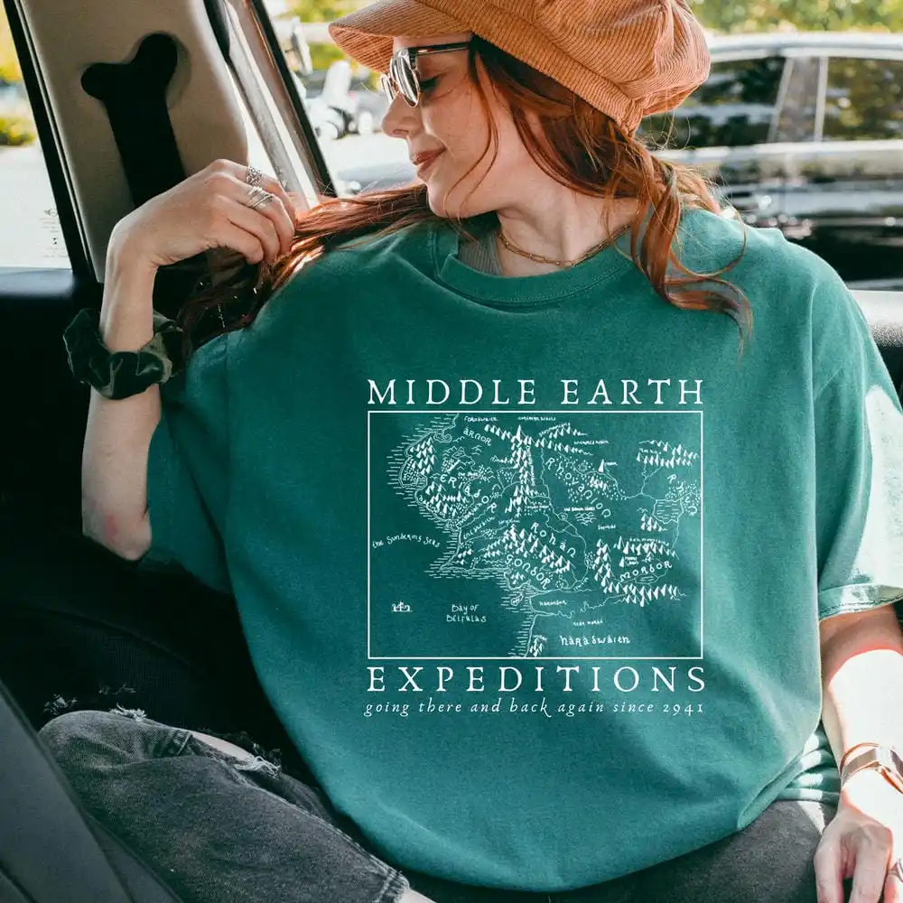 Retro There and Back Again Shirt Short Sleeve Print Dark Academic Unisex Tee Cotton Shirt Fantasy Apparel Y2K Top Streetwear
