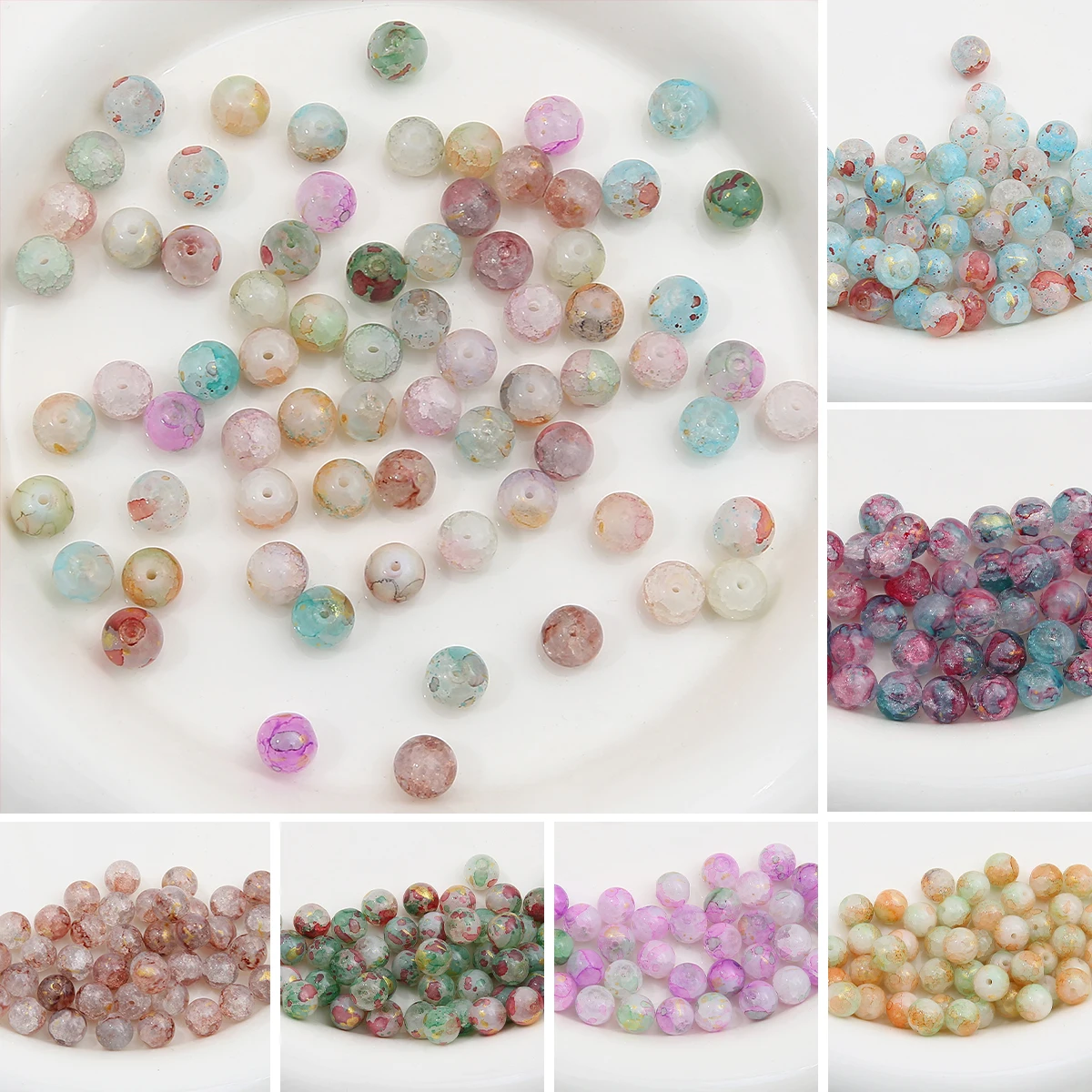 10mm Glass Jade Sprinkled Round Beads For Making Jewelry DIY Earring Bracelet Necklace Accessories 20pcs