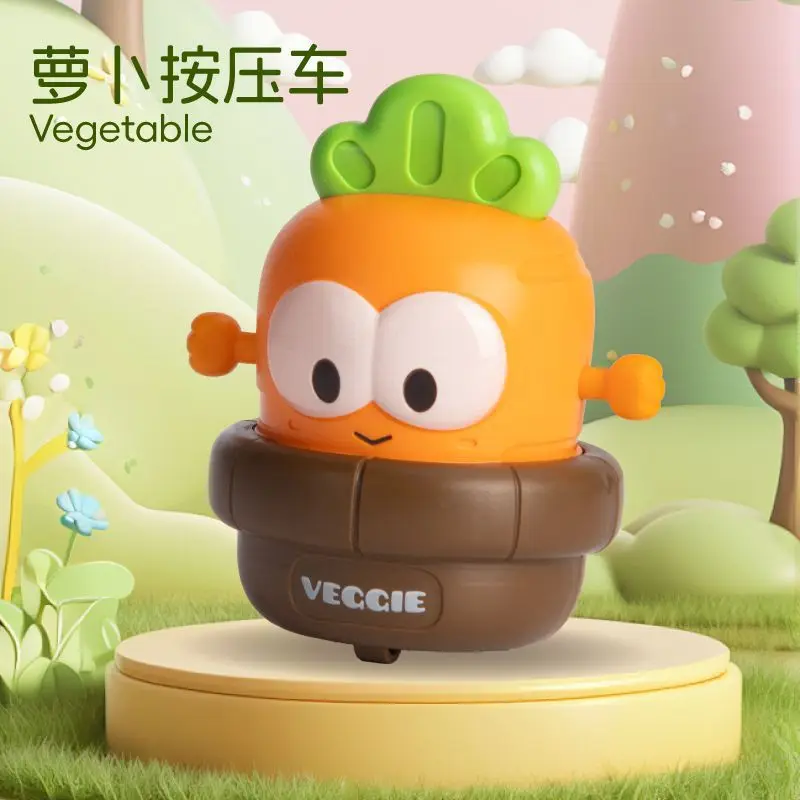 1 pçs diversão crianças imprensa carro de brinquedo do bebê dos desenhos animados multi estilo legumes berinjela repolho cebola glide carro criativo presente aniversário brinquedos
