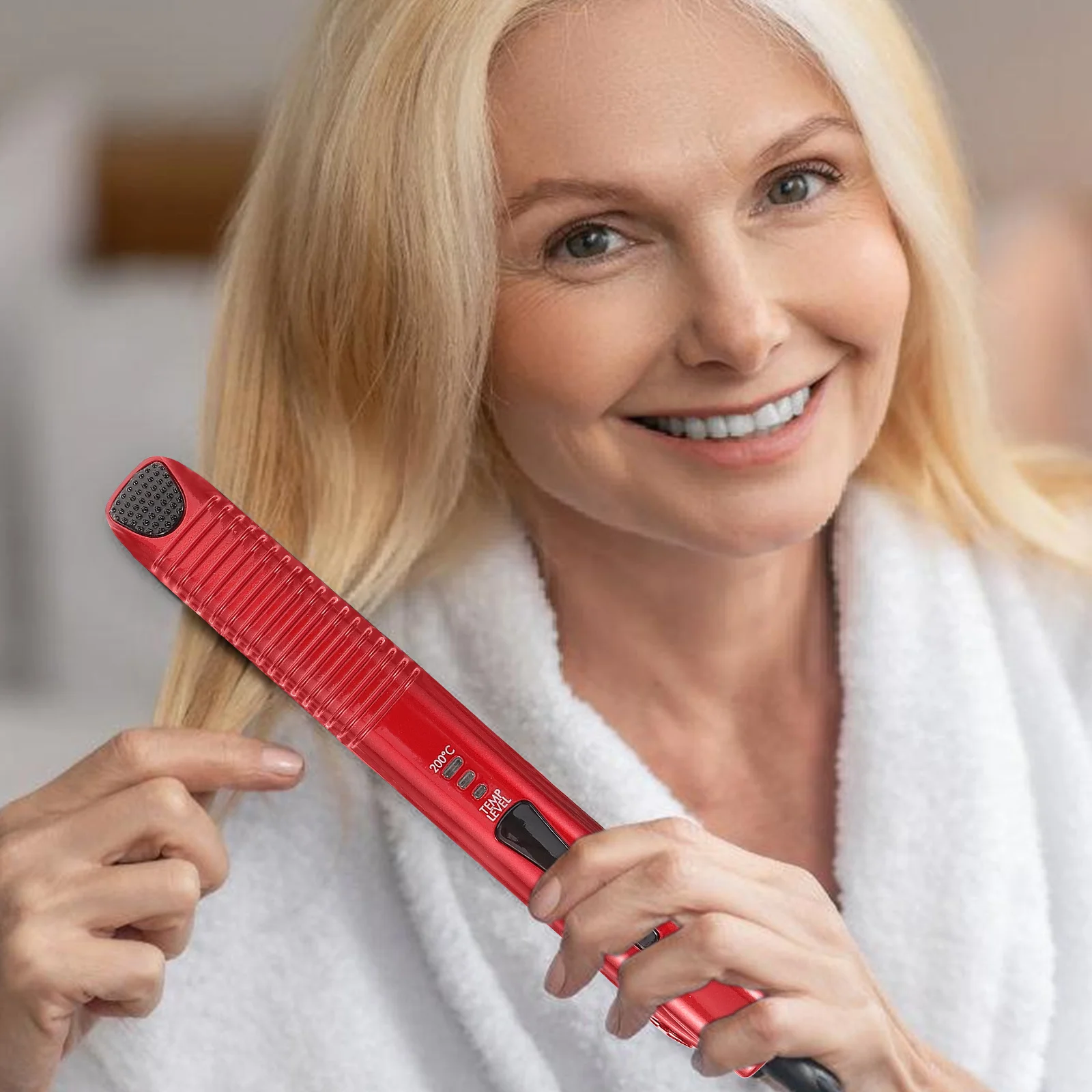 

USB Hair Straightener Curler Portable Lightweight 3 Temperature Adjustments Easy to Use Styling Hair Straightener