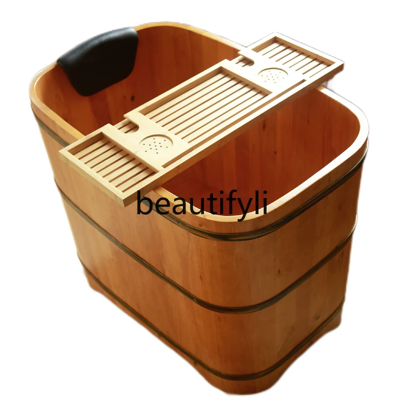 

Boutique oak bath bucket bubble small apartment solid wood bath basin