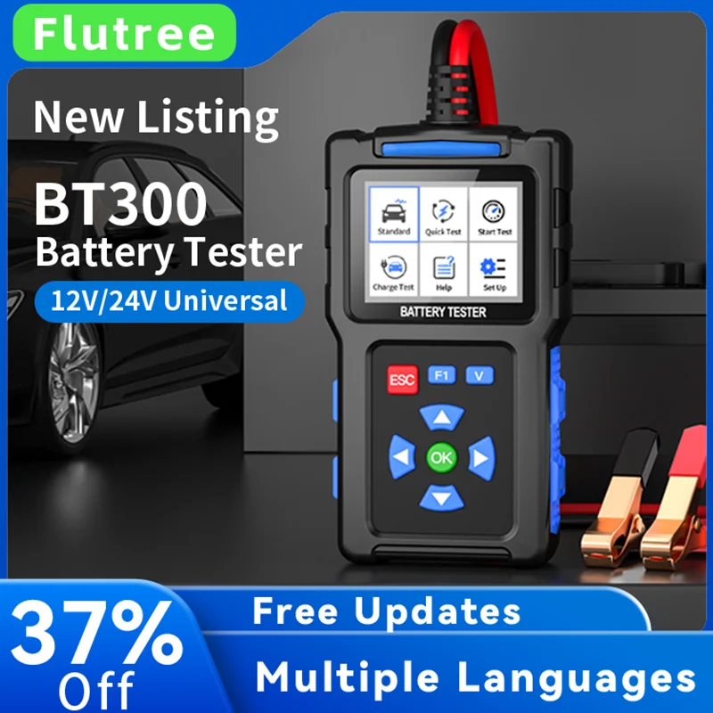 BT300 Car Battery Tester, 12 V, 24 V, 20-2000 CCA,Automotive Battery Charging Test, 10AH--300AH Battery Tester,Charge Test