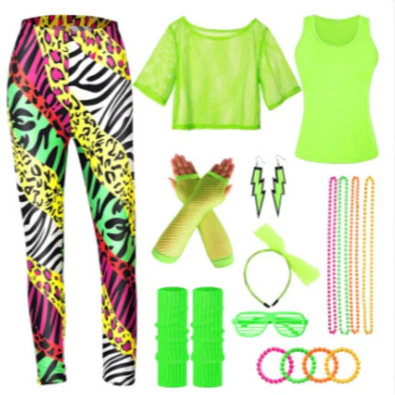 

Photography Costumes 80s Carnival Costumes Fishing Nets Tops and Leggings Yoga Sets Dance Parties Fitness Suits