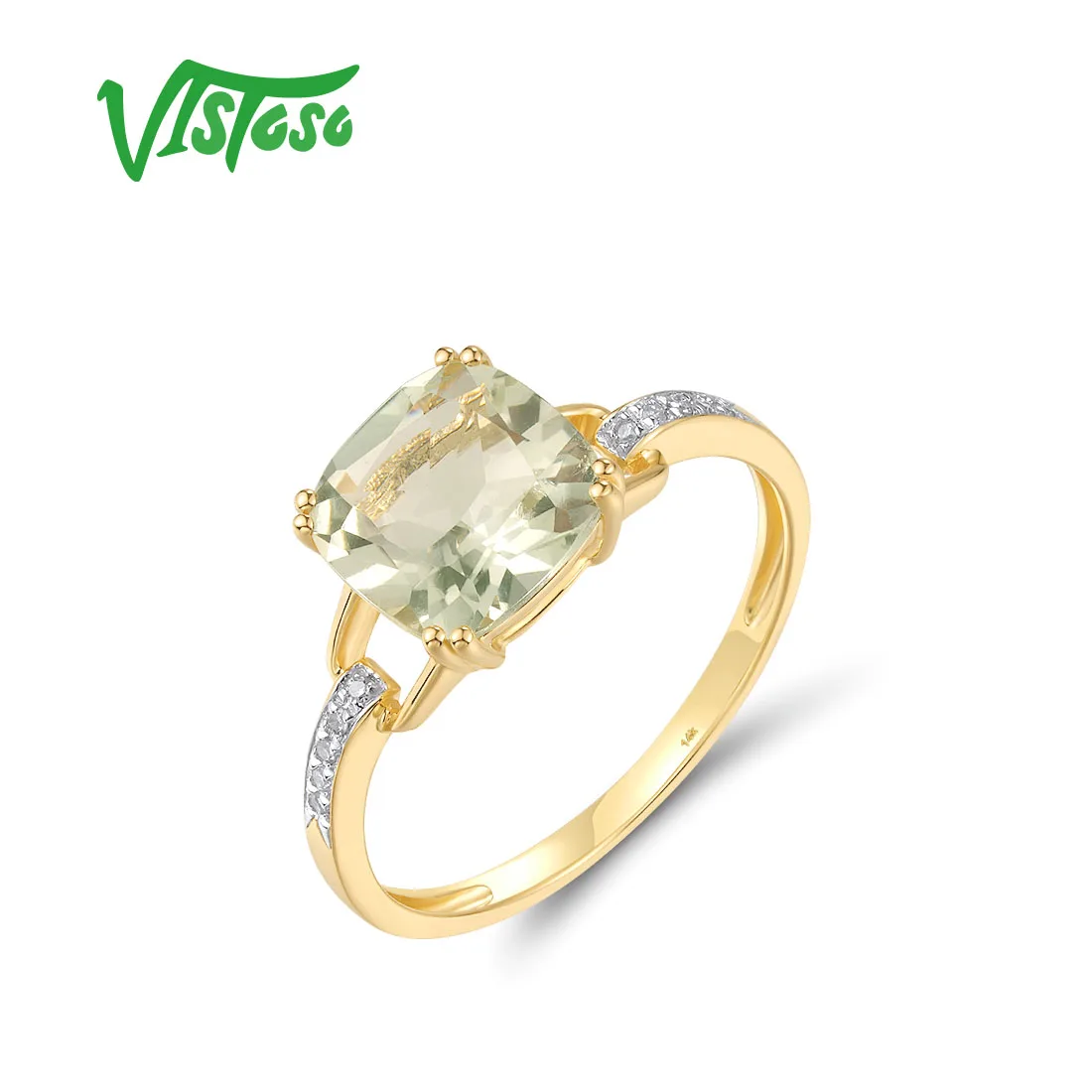 VISTOSO Pure14K 585 White Gold/Rose Gold Ring For Women Sparkling Diamond Limpid Sky Blue Topaz Anniversary Classic Fine Jewelry