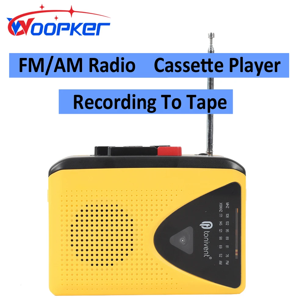 

Многофункциональный портативный магнитофон Woopker с AM/FM-радио, стереоплеером и разъемом для наушников 3,5 мм