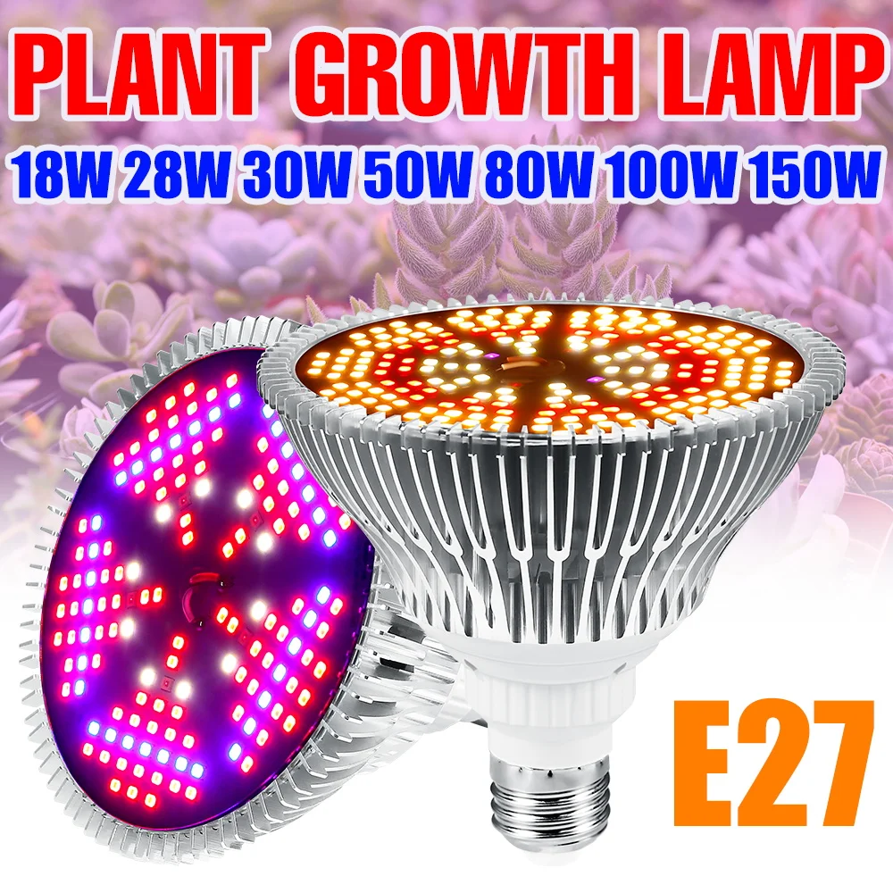 

150W LED Full Spectrum Grow Light Bulb Indoor Plant Cultivation Lamp Growth Box Potted Flowers Fill Lighting E27/E14 AC100-240V