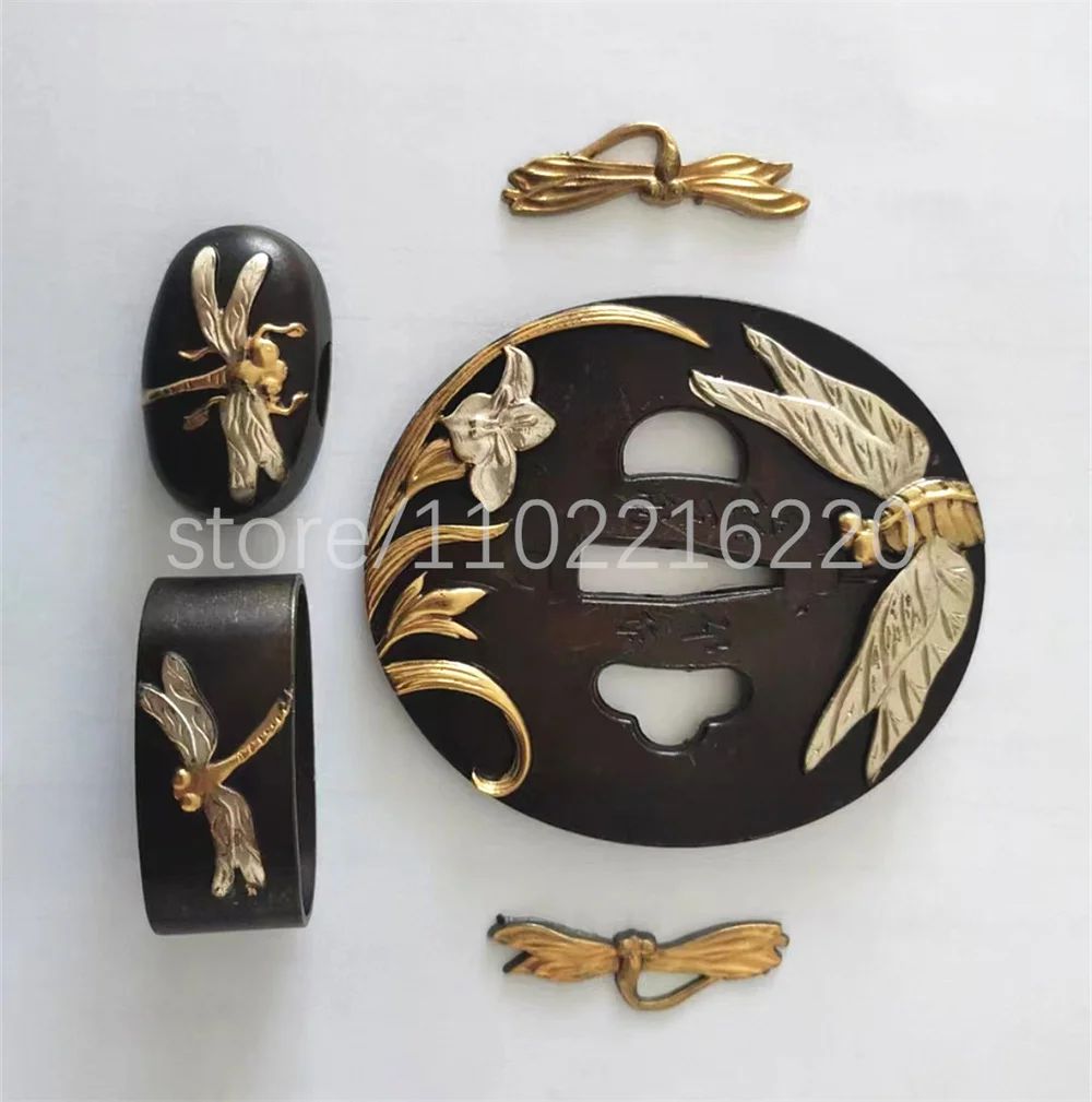 Excellent Copper Brass Gold Plated Silver Tsuba Handguard Fuchi Kashira Menuki For Real Japan Samurai Katana Sword Fittings