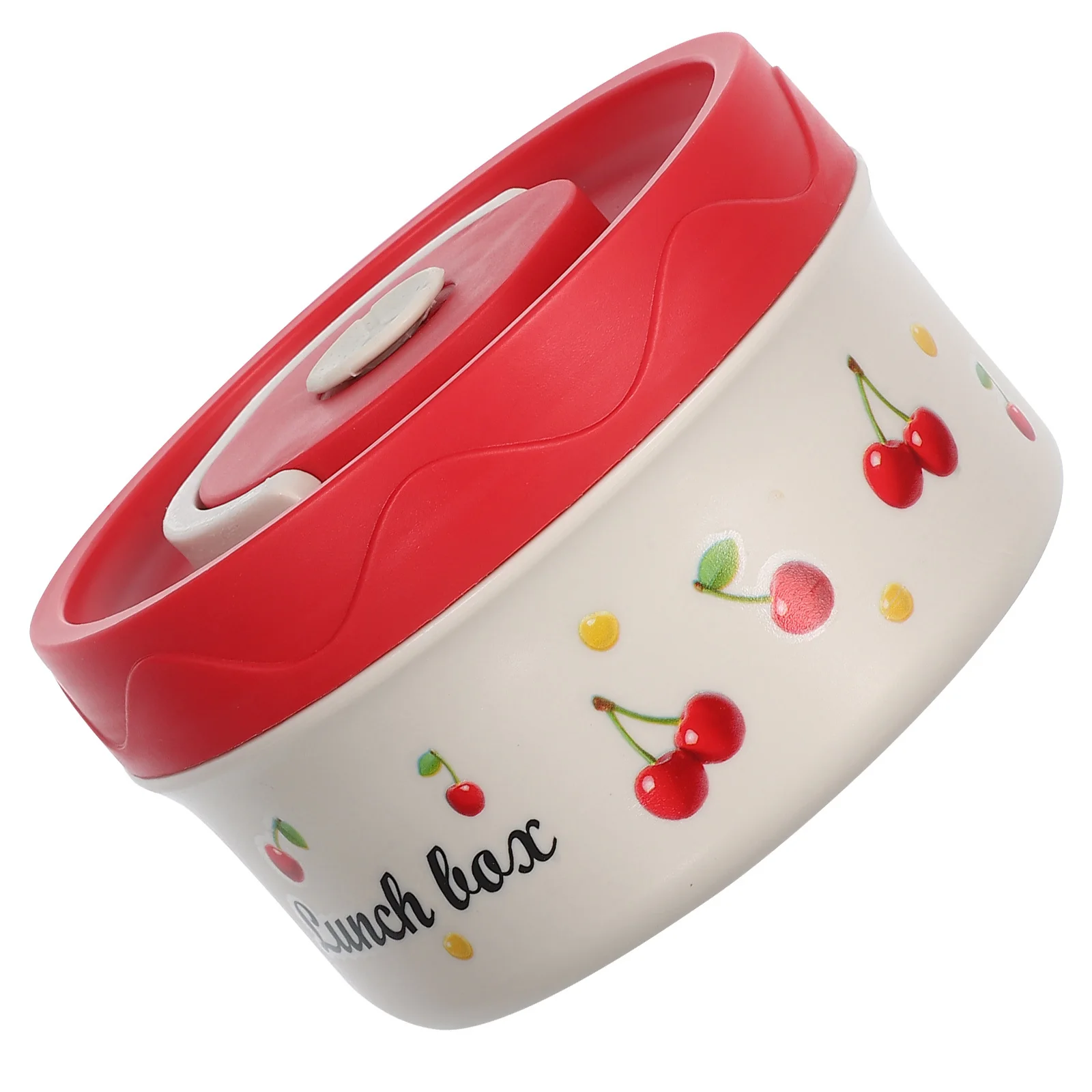 

Stainless Steel Lunch Box 420Ml Round Bento Container Leakproof Cherry Design Microwave Safe Portable Food Jar For Women