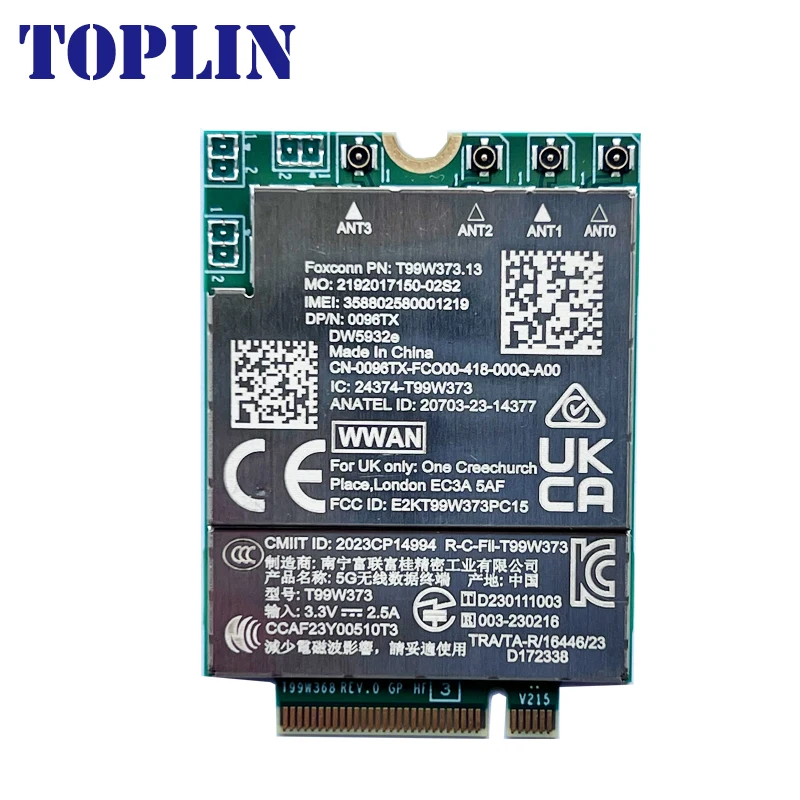 New DW5932e DW5932e-eSIM T99W373 SDX62 Global 5G Modem LTE Cat19 M2 Wireless WWAN For Latitude 7350 7450 7650 9450
