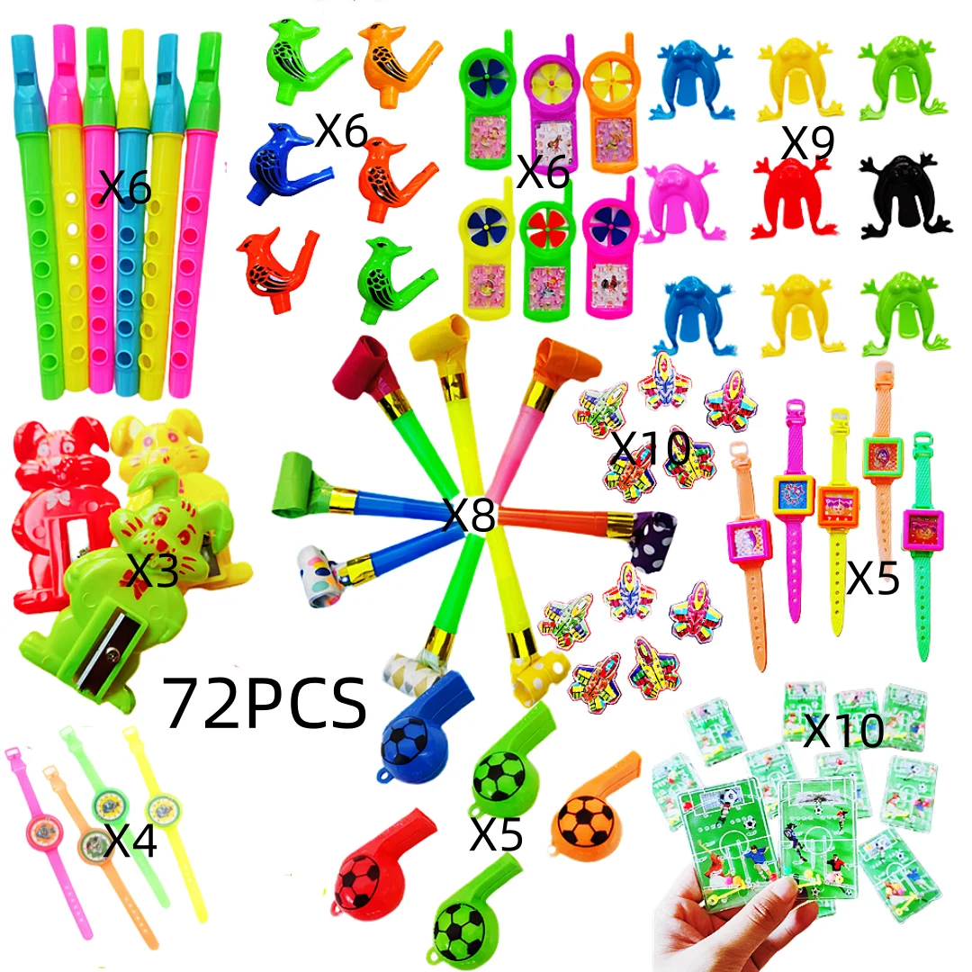 72 Piezas Set de Juguetes para Fiesta de Cumpleaños Infantil y Baby Shower, Piñata, Silbatos, Laberinto de Juguetes, Paquete de Regalo, Premios de Carnaval