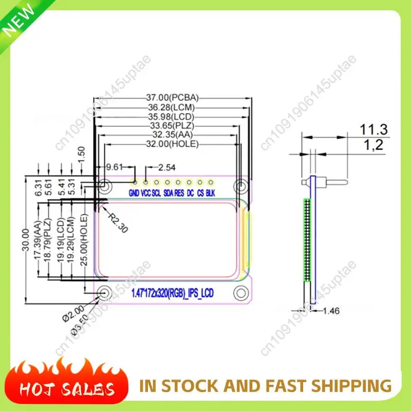 Modulo LCD N88R Display HD Schermo AT7789 Unità Porta seriale 172X320 Schermo LCD Saldatura BOE