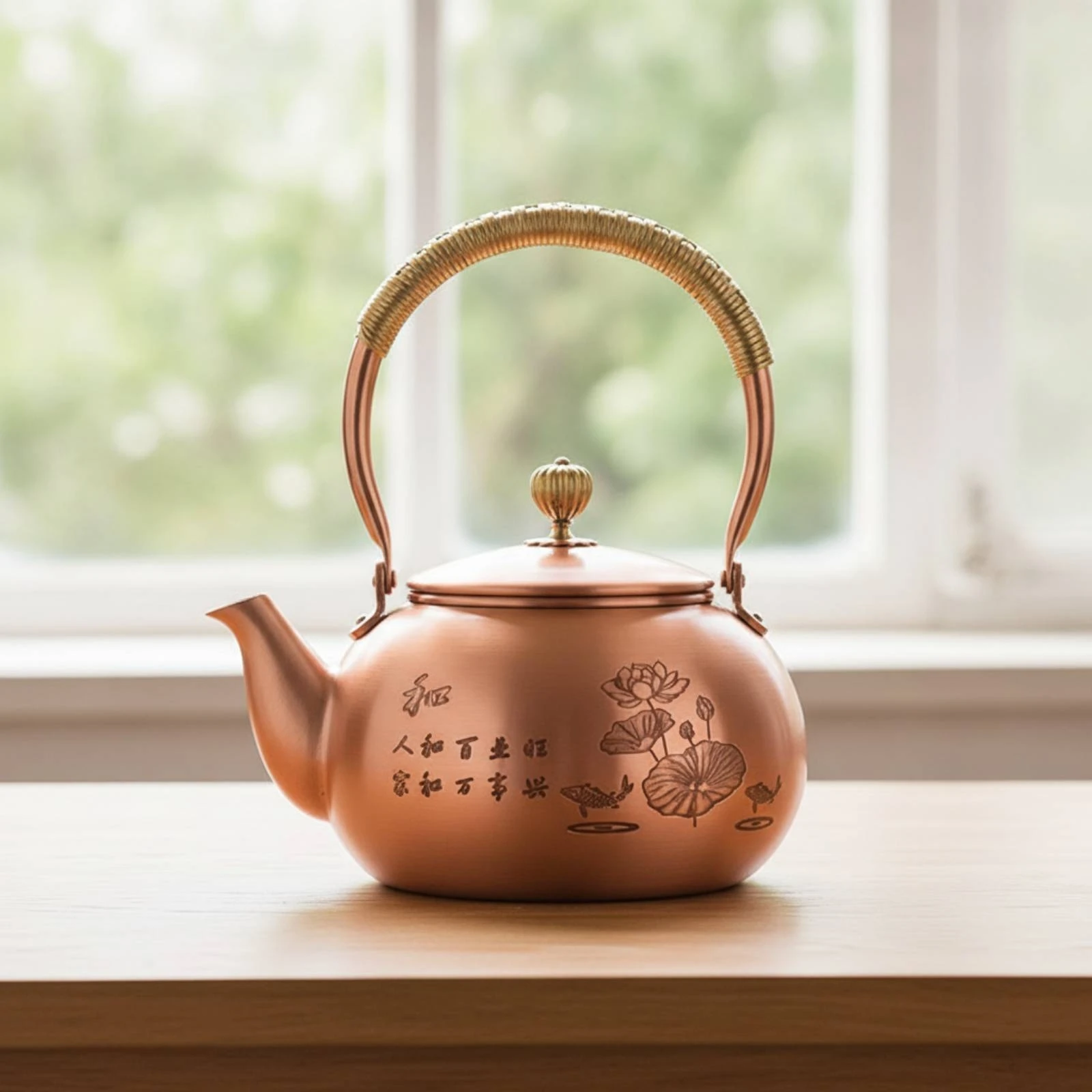 Copper Tea Kettle Long-Lasting Tea Kettle with Lid Teapot Timeless Cookware Handmade for Home