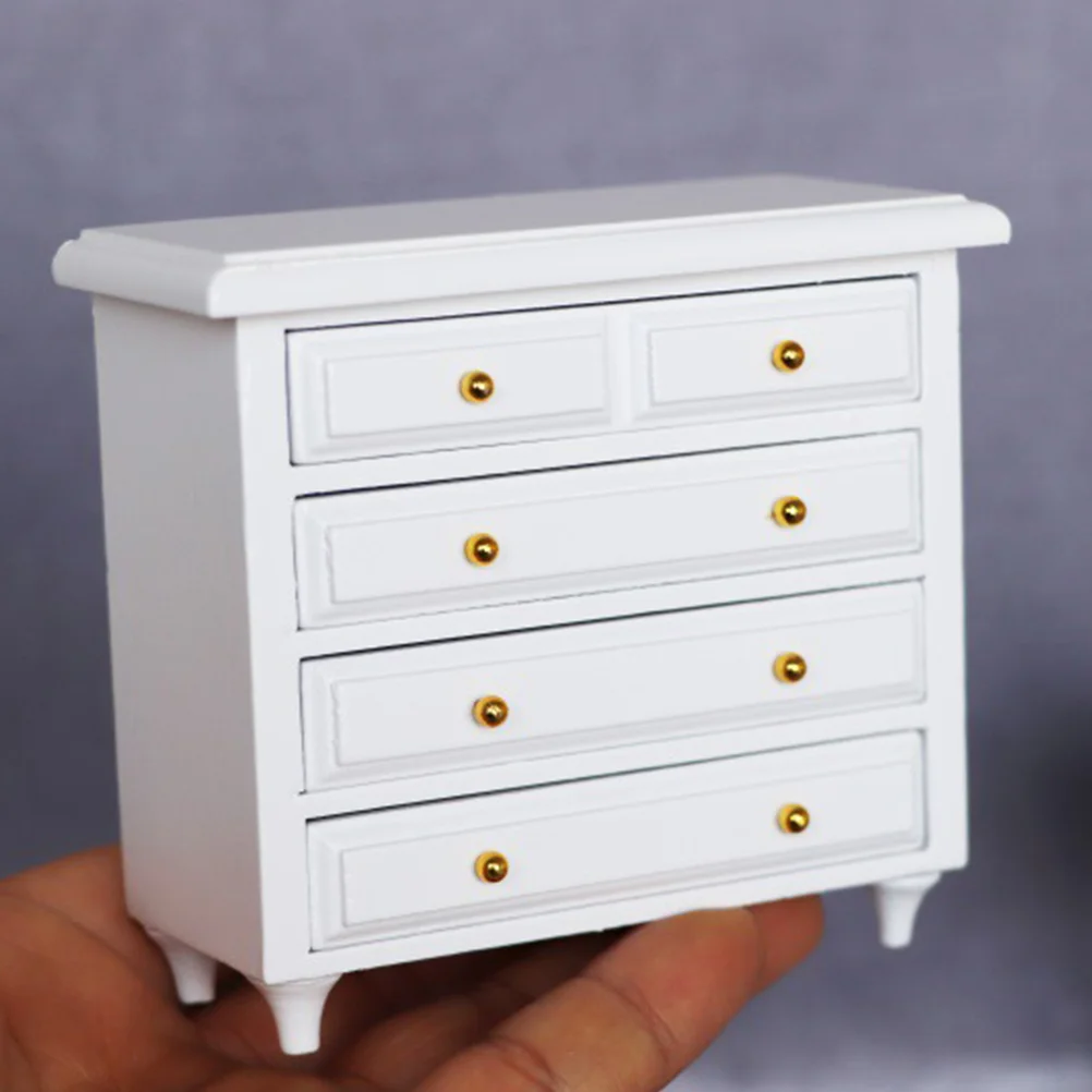 Decor House Drawer Mini Cabinet Ornament Artigianato Modello in legno per la casa Bianco solido