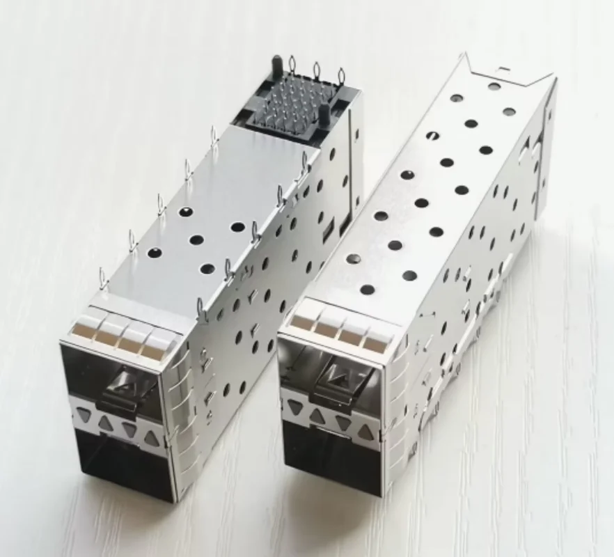 10pcs SFP+ 2x1 fiber optic cage with 4 lights 10G, optical module socket replace 0760445001 2007492-5