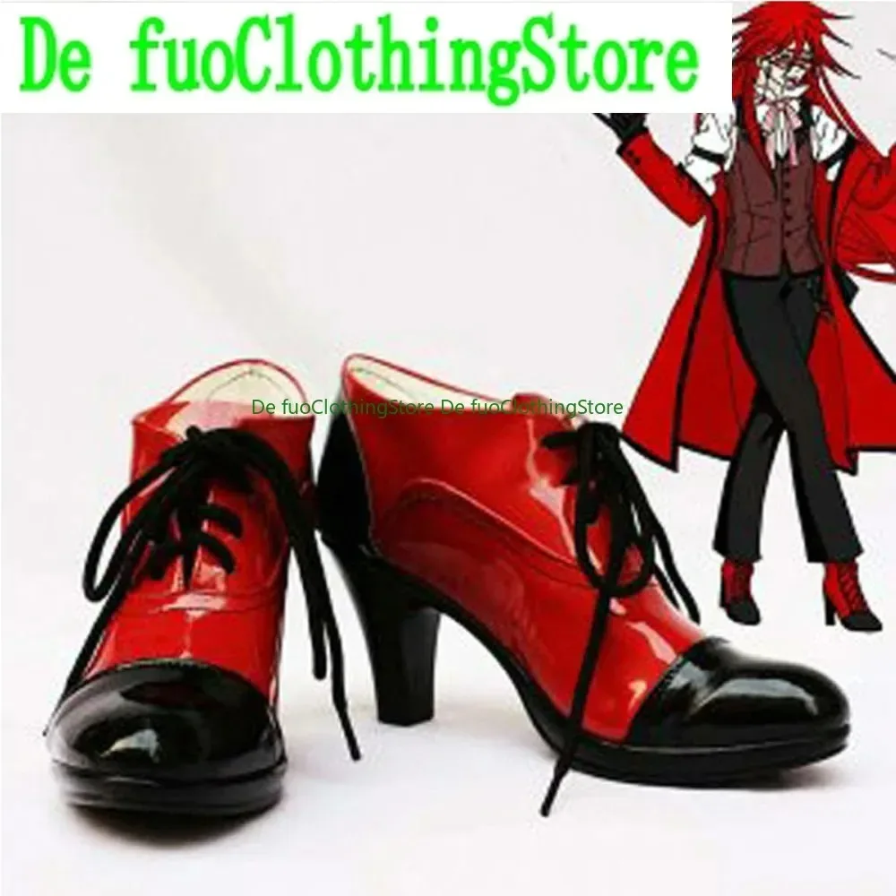 Black Butler Grell Sutcliff Cosplay Shoes Boots Christmas Game Anime Halloween DefuoClothing Shoes Store