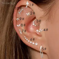 Y2k Ear Piercing Helix Daith Snug Earrings for Women 1PC Dainty Cartilage Tragus Clicker Septum Ring With Chain Girlish Jewelry