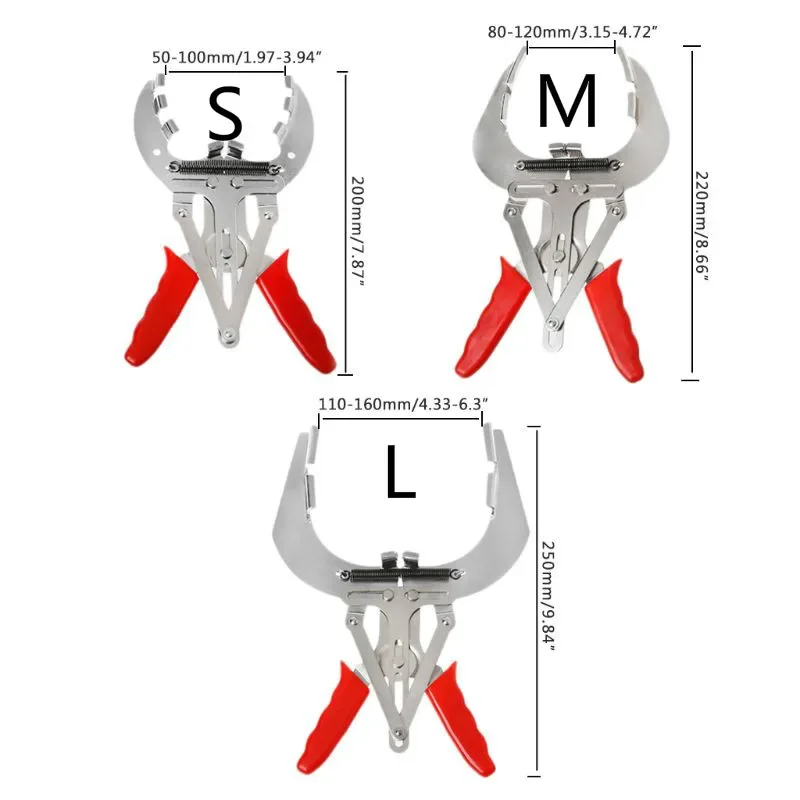 

S/M/L регулируемые плоскогубцы для поршневого кольца, мощный расширитель для удаления, ручной инструмент для ремонта автомобиля, никелированная поверхность, резиновая ручка