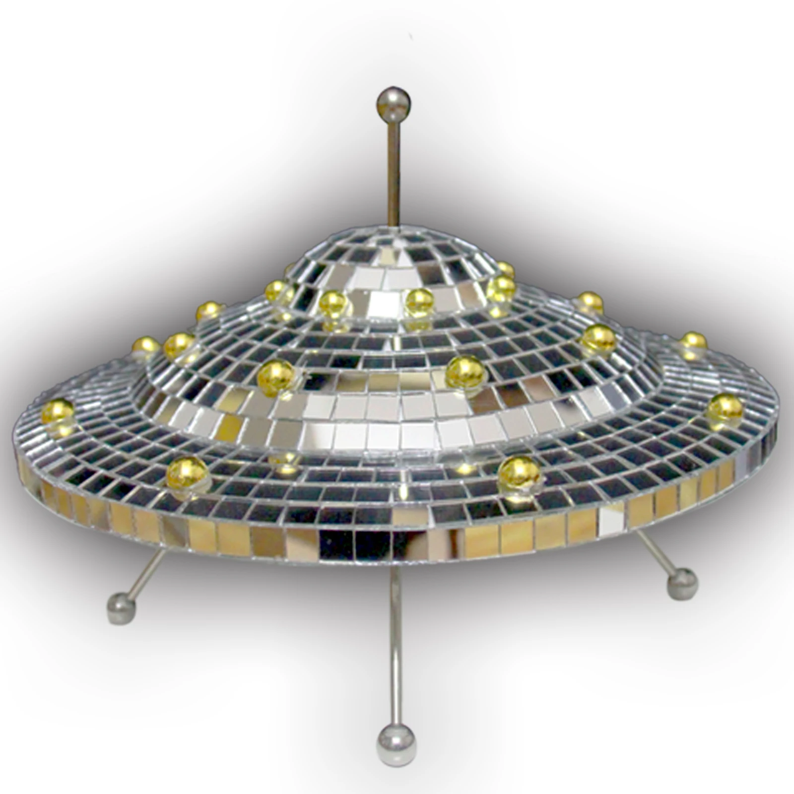 

Дискошар UFO с космическим кораблем, домашний декор, винтажные зеркальные Светоотражающие украшения, настольный декор UFO Space World, художественные поделки 9 дюймов * дюйма