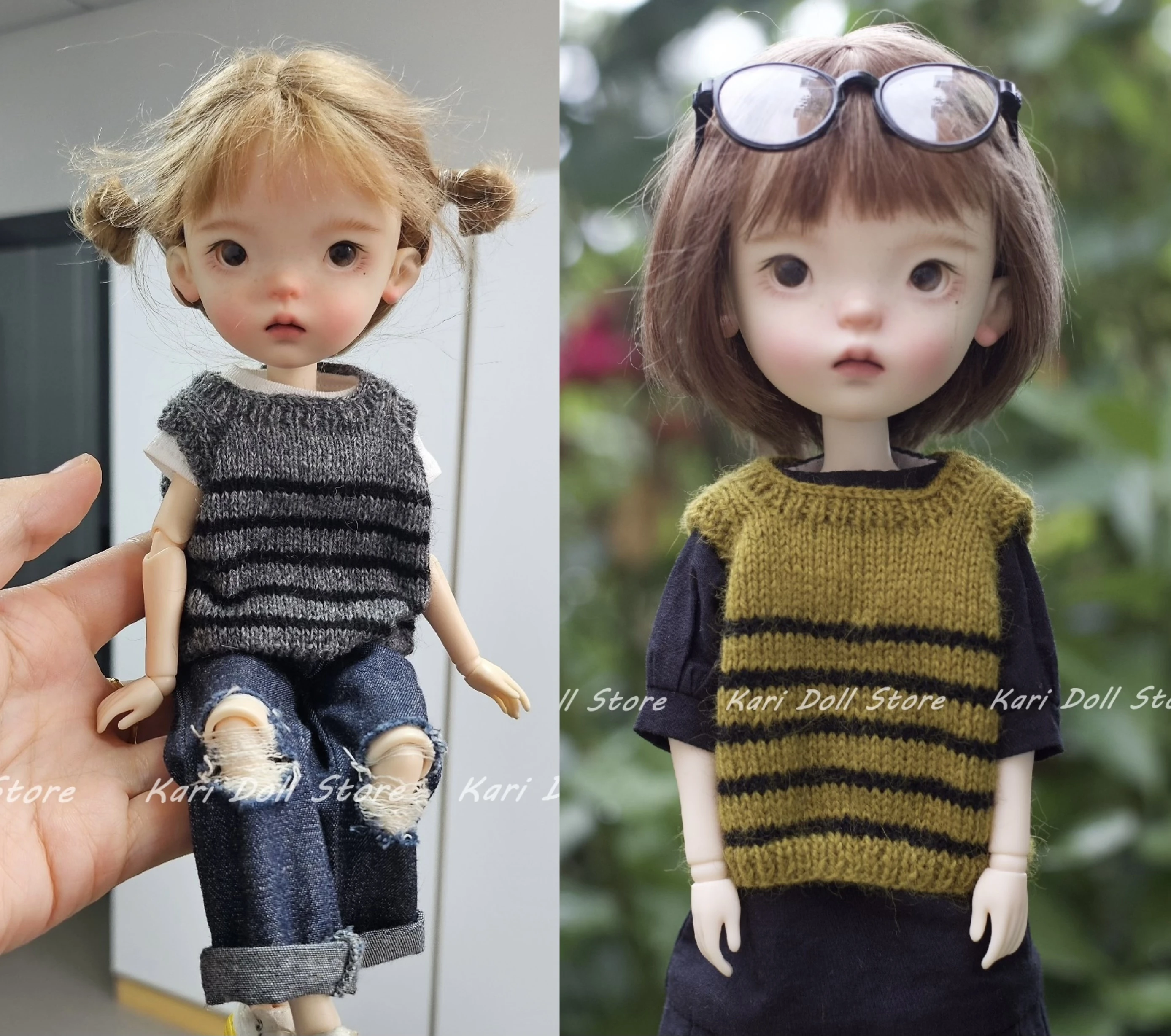 Kari Doll Clothes and skirts dress 26 wool handmade reversible vest sweater for Landazz Landoudou Doll