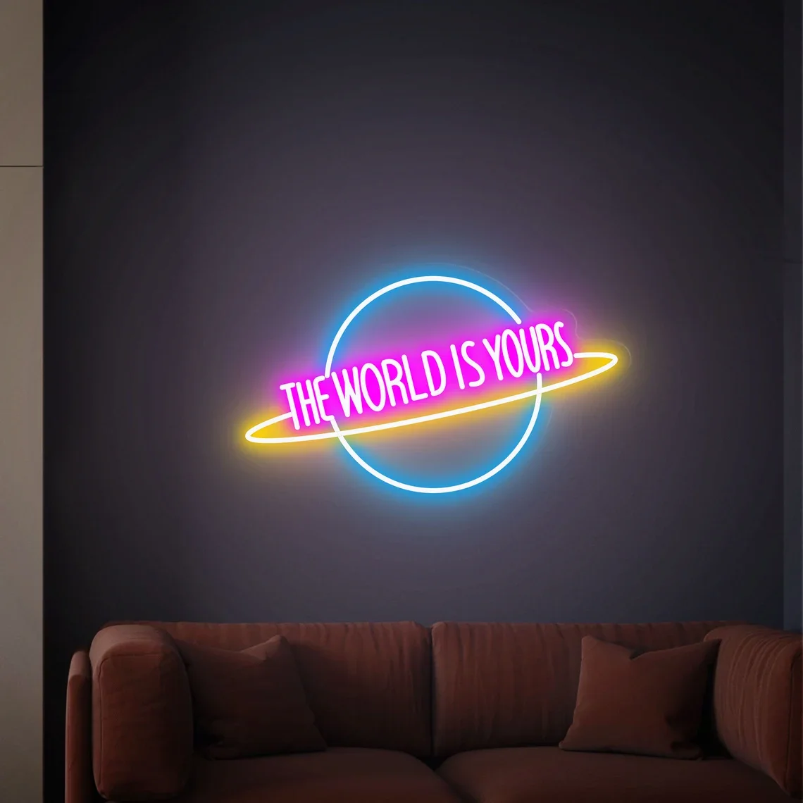 

The World Is Yours Neon Sign, Custom Neon Wall Decor, Personalized Bedroom Gift, Home Decor