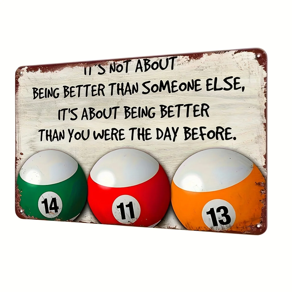 Vintage Metal Tin Sign - Self-Improvement Quote 