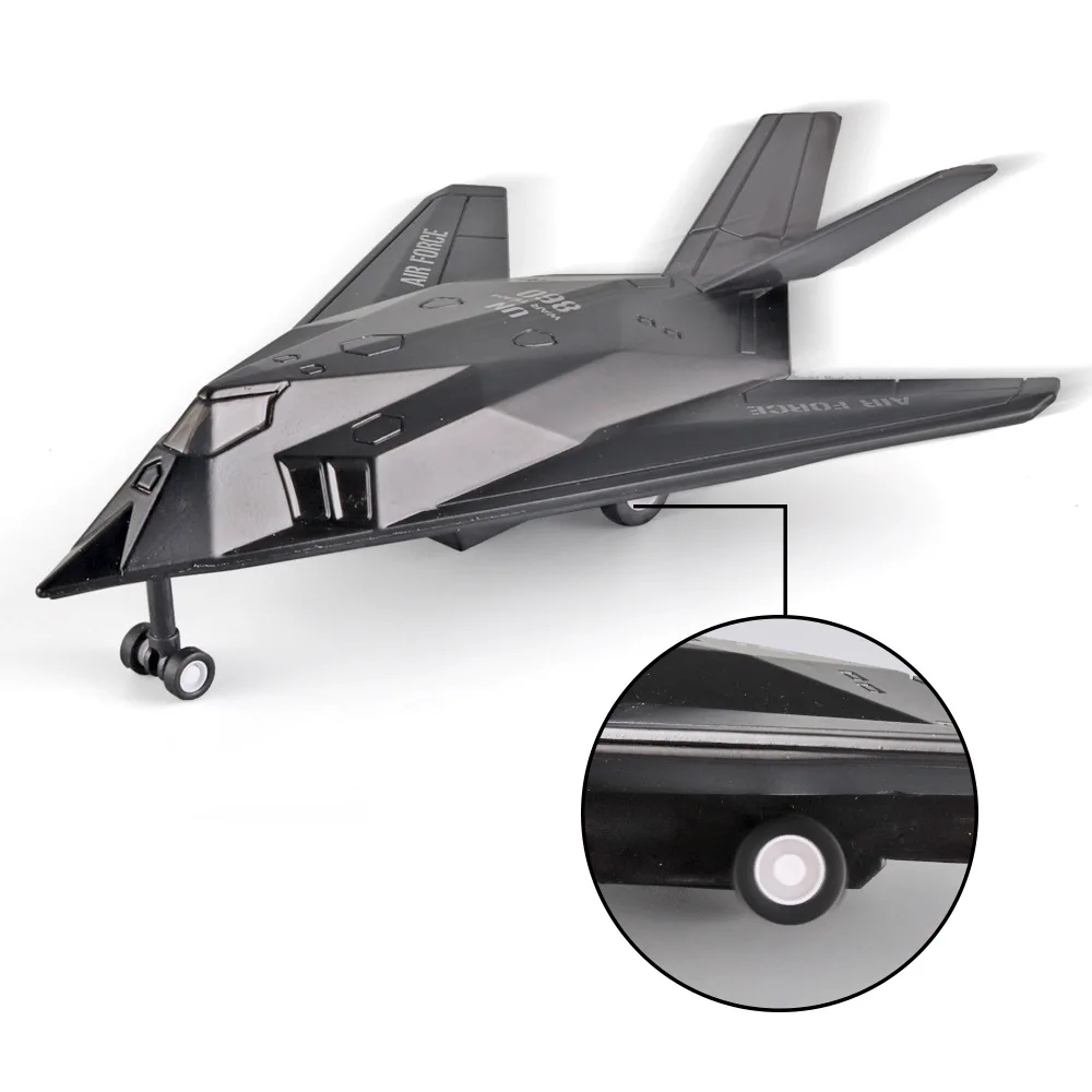 American F117 Stealth Fighter Model Kit Alloy Aircraft Model Metal Diecast Toy Collection Simulation Light Aviation Toys For Boy