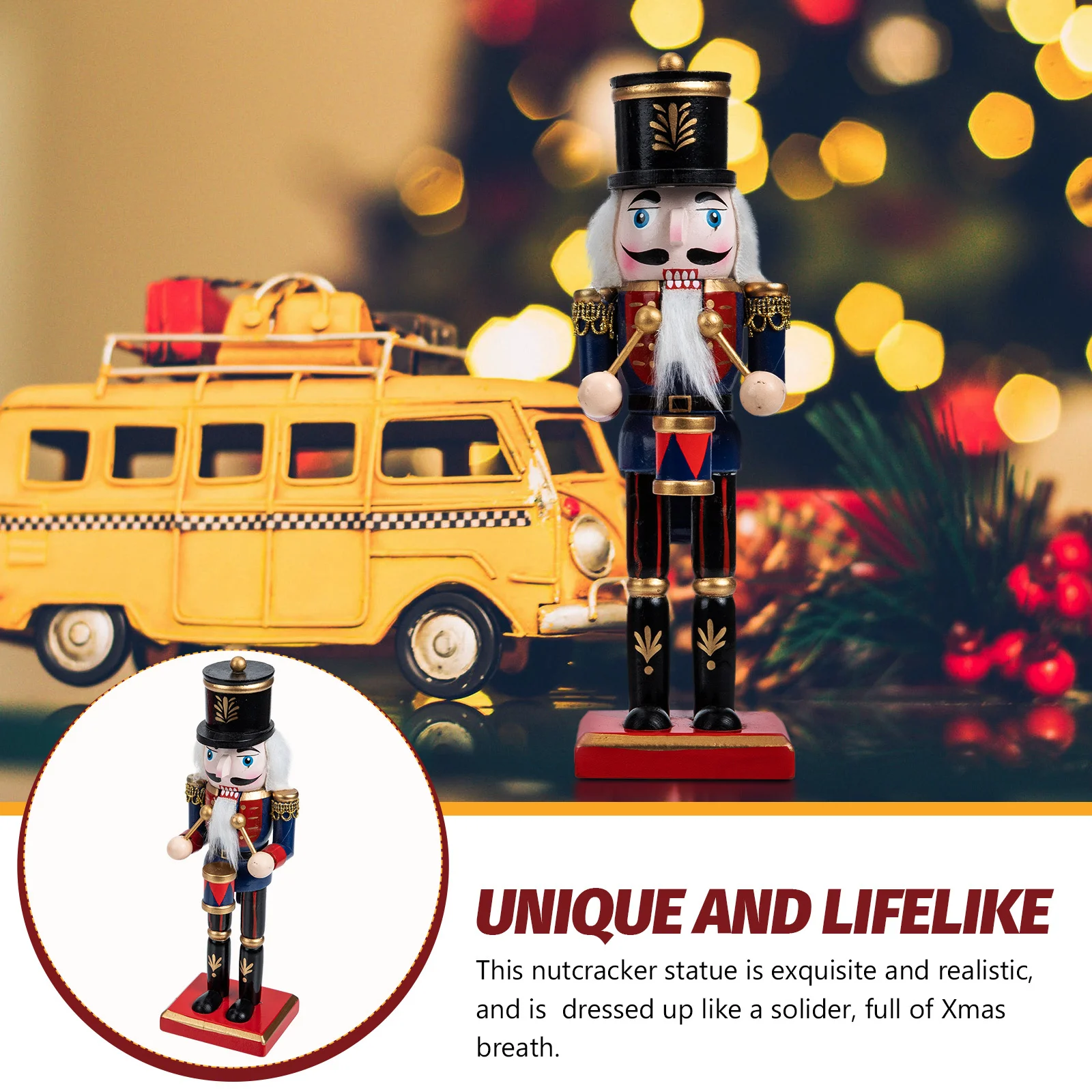 

Christmas Nutcracker Figure Wooden Xmas Ornament Soldier Design Desktop Decor For Holiday Home Tabletop Decoration