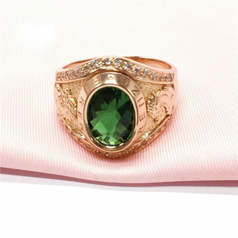 585 Purple Gold Green Gem rings for women Plated 14K Rose gold Original Light luxury Fashion Court style New in Jewelry