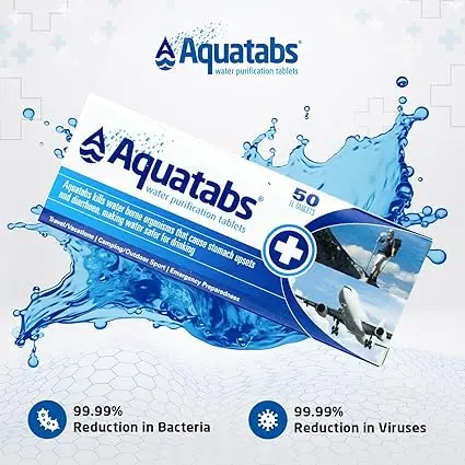 Water purification tablets - travel - mountain sports - outdoor - emergencies - survival - aquatabs