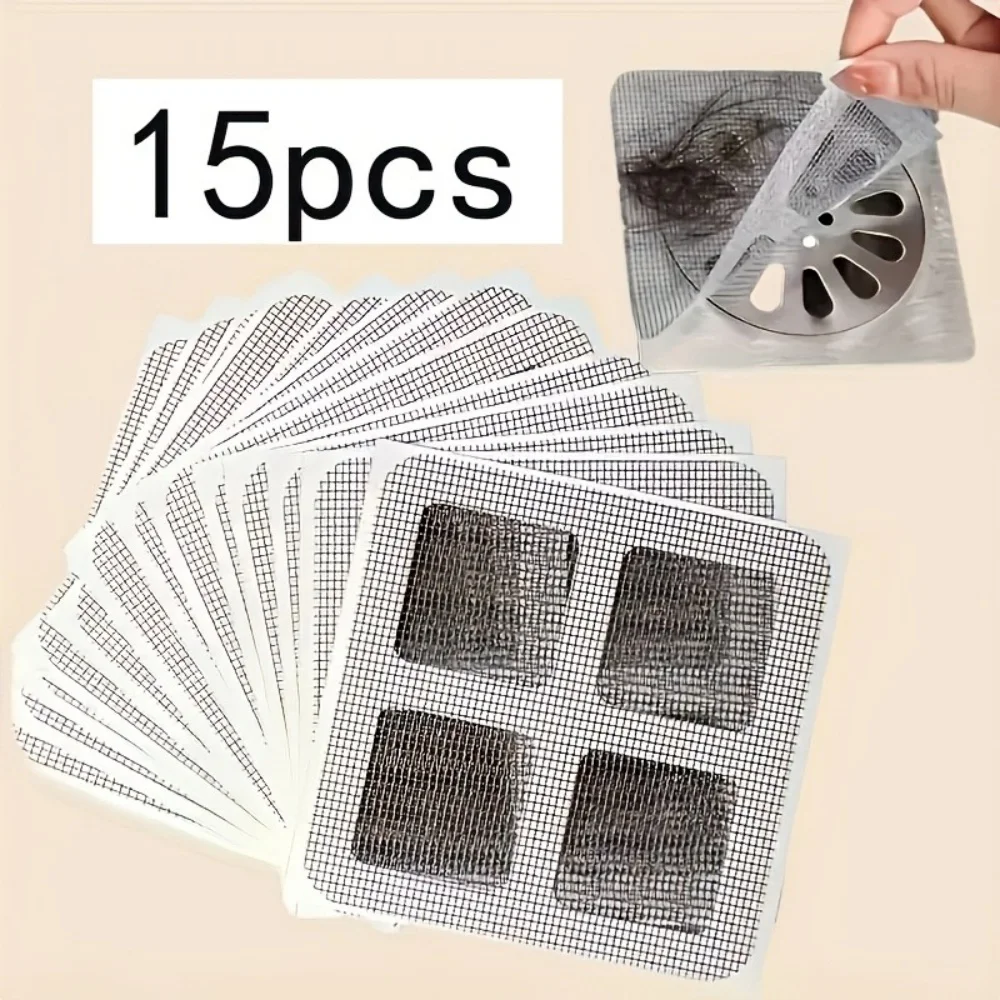 15PCS Disposable Shower Drain Hair Catcher Mesh Shower Drain Covers Floor Sink Strainer Filter Hair Stopper For Bathroom Kitchen